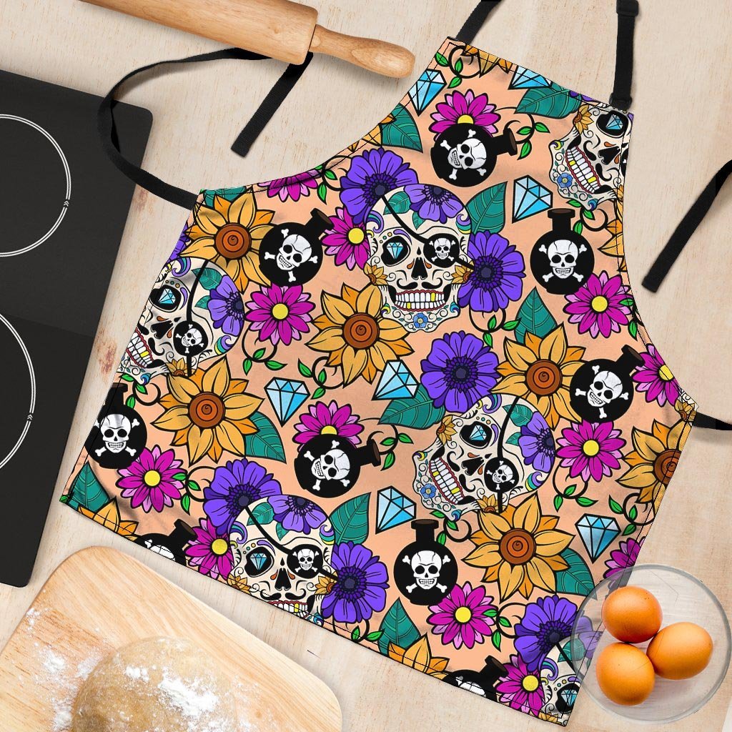 Sugar Skull Flower Women's Apron-grizzshop