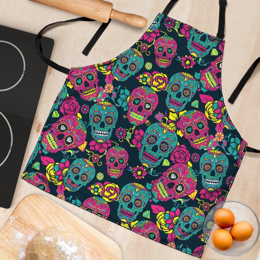 Sugar Skull Print Women's Apron-grizzshop