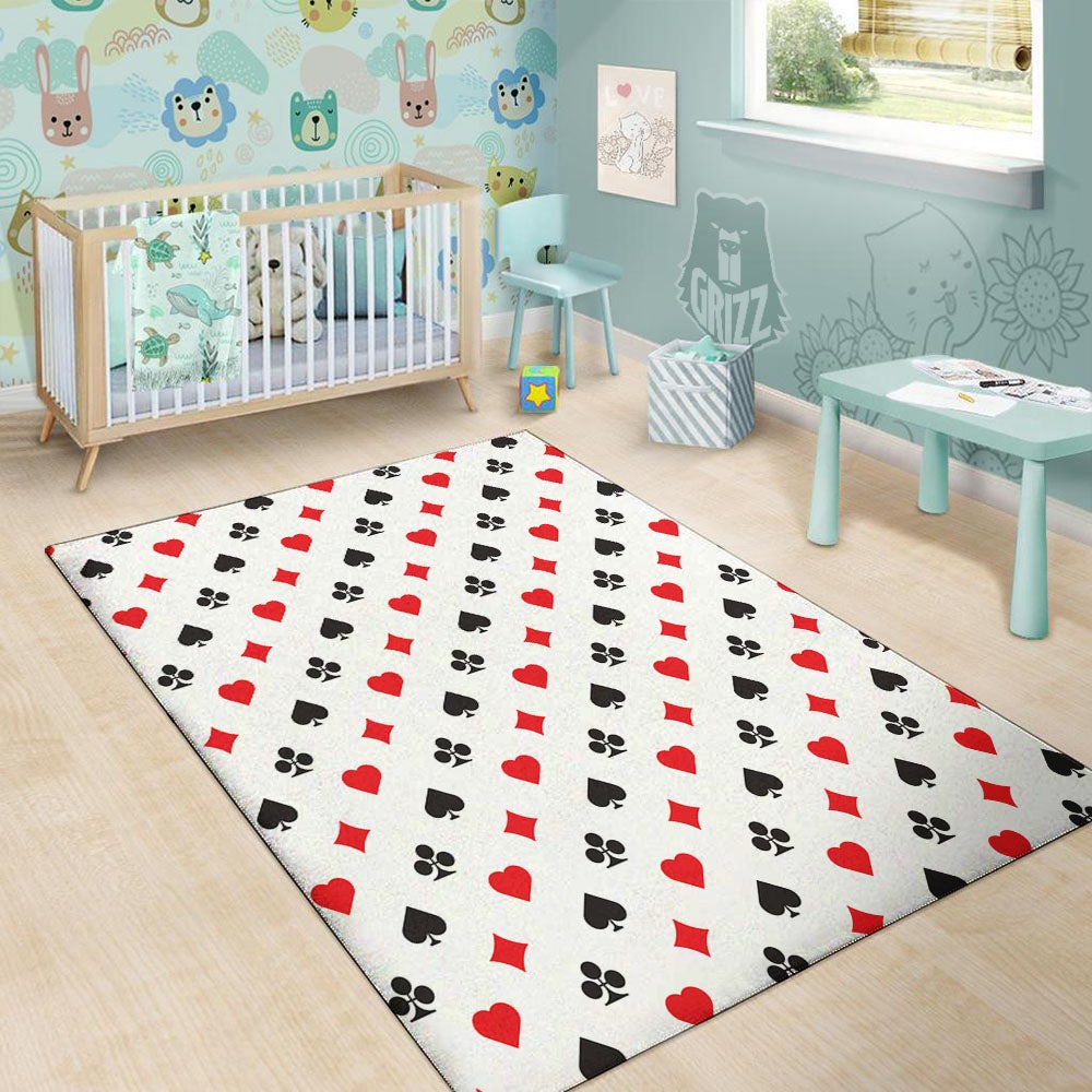Suits Playing Card Print Pattern Floor Mat-grizzshop