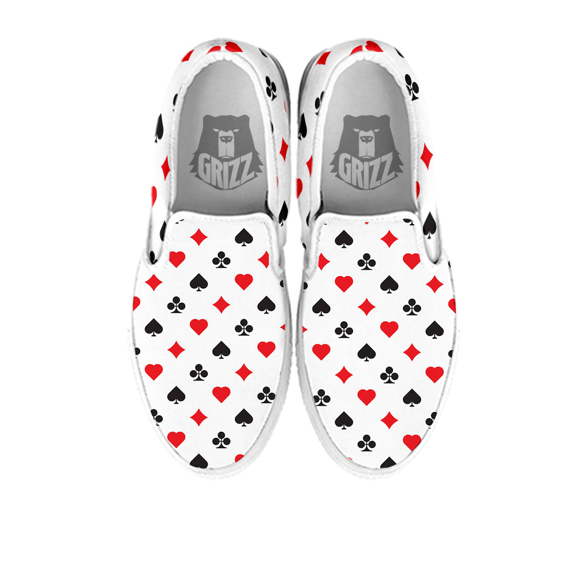 Suits Playing Card Print Pattern White Slip On Shoes-grizzshop