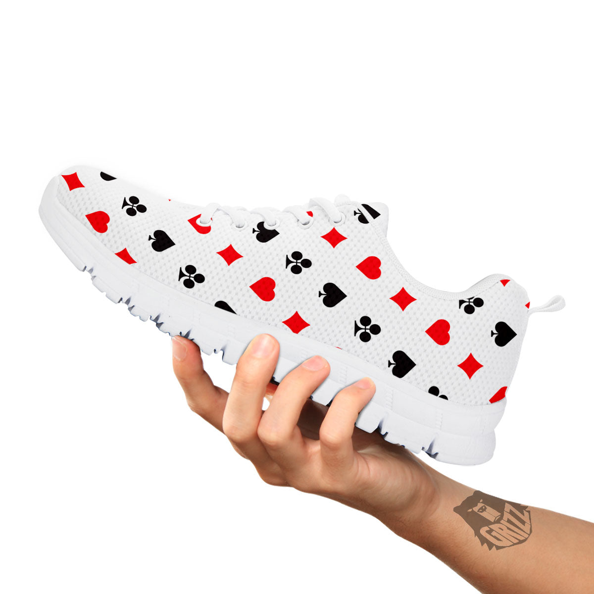 Suits Playing Card Print Pattern White Sneaker-grizzshop