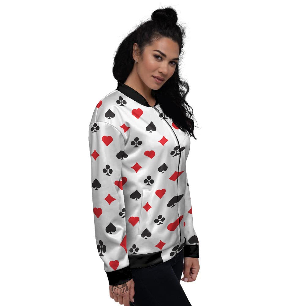 Suits Playing Card Print Pattern Women's Bomber Jacket-grizzshop