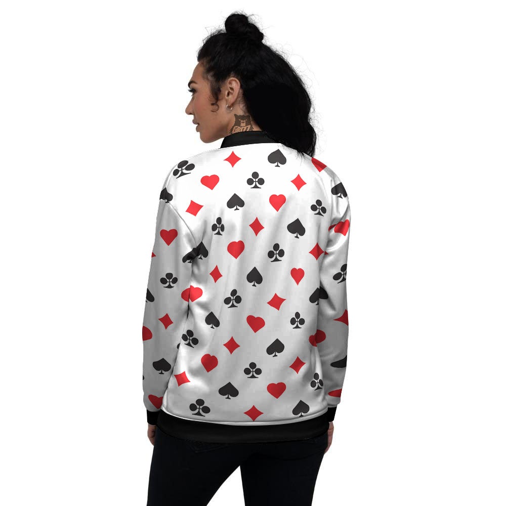 Suits Playing Card Print Pattern Women's Bomber Jacket-grizzshop