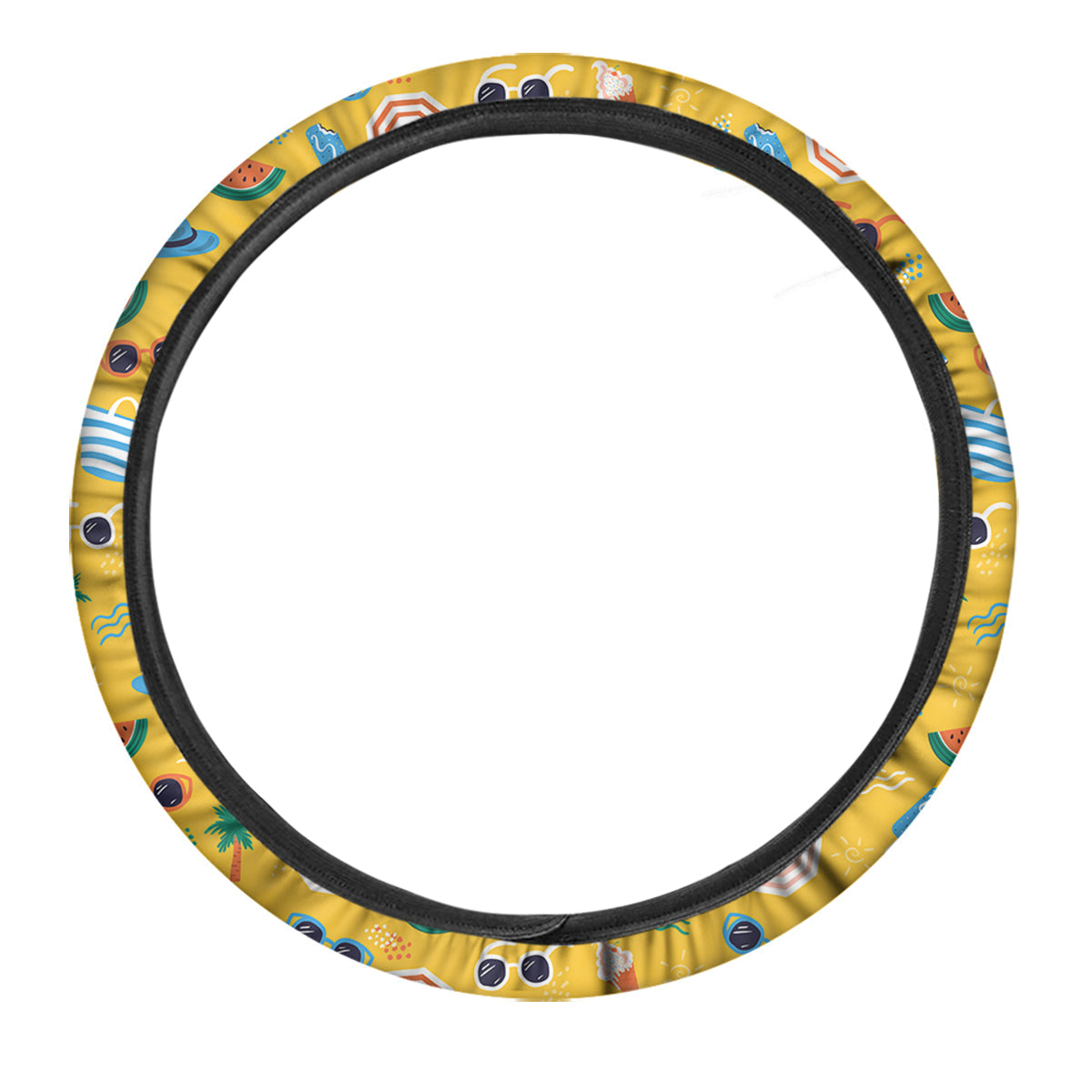 Summer Beach Drawing Print Pattern Car Steering Wheel Cover-grizzshop