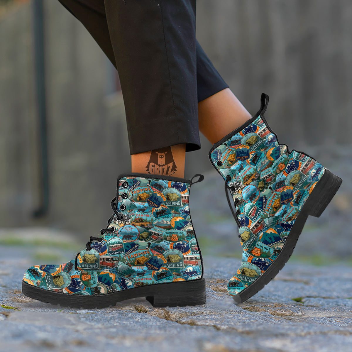 Summer Camping And National Park Print Pattern Leather Boots-grizzshop