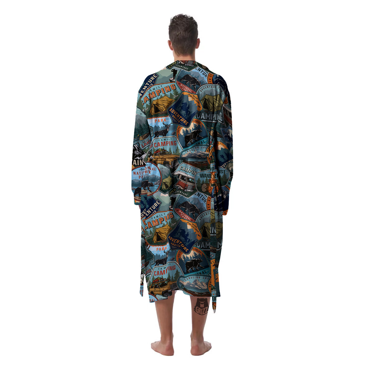 Summer Camping And National Park Print Pattern Men's Robe-grizzshop