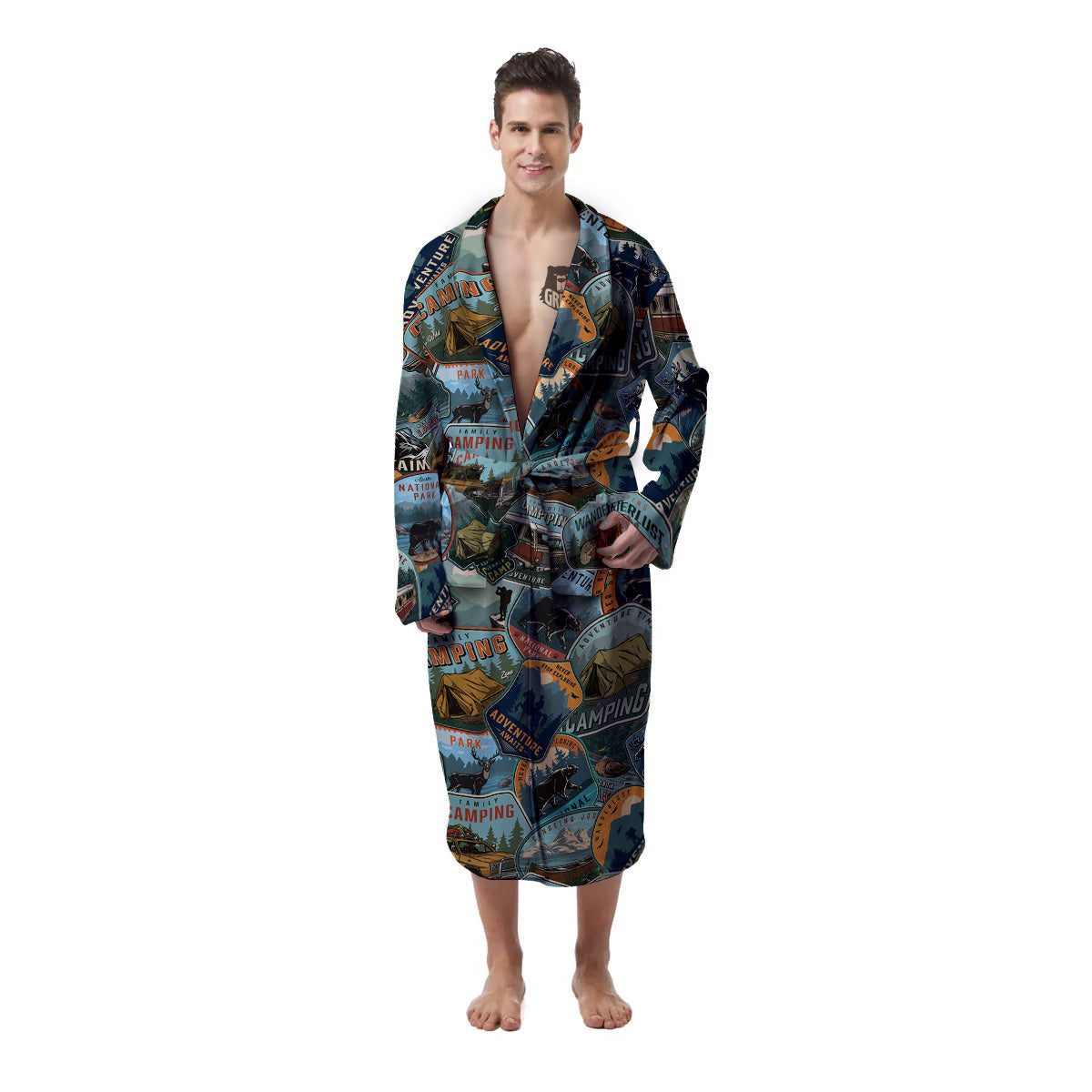 Summer Camping And National Park Print Pattern Men's Robe-grizzshop