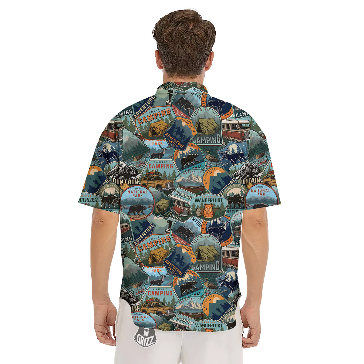 Summer Camping And National Park Print Pattern Men's Short Sleeve Shirts-grizzshop