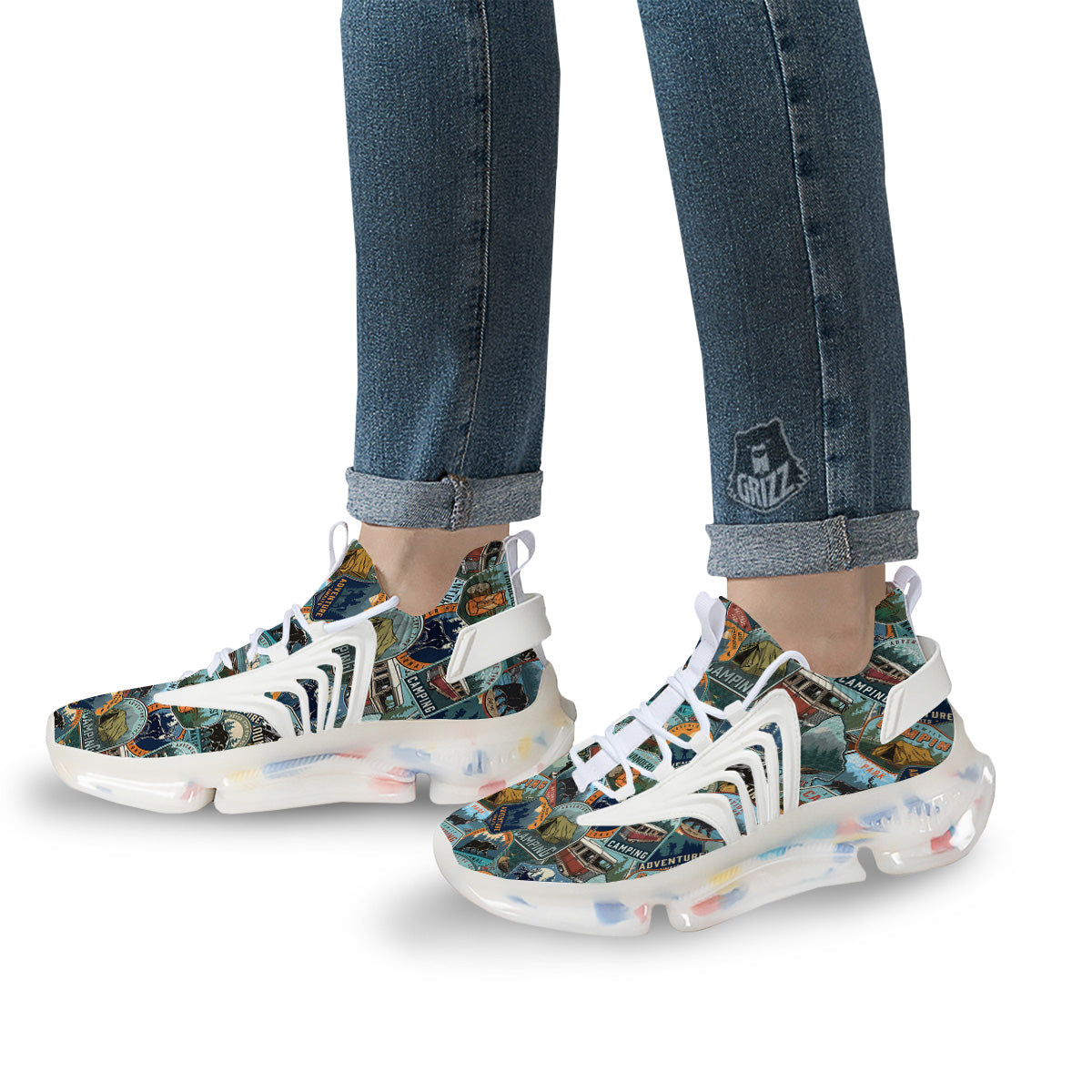 Summer Camping And National Park Print Pattern White Gym Shoes-grizzshop