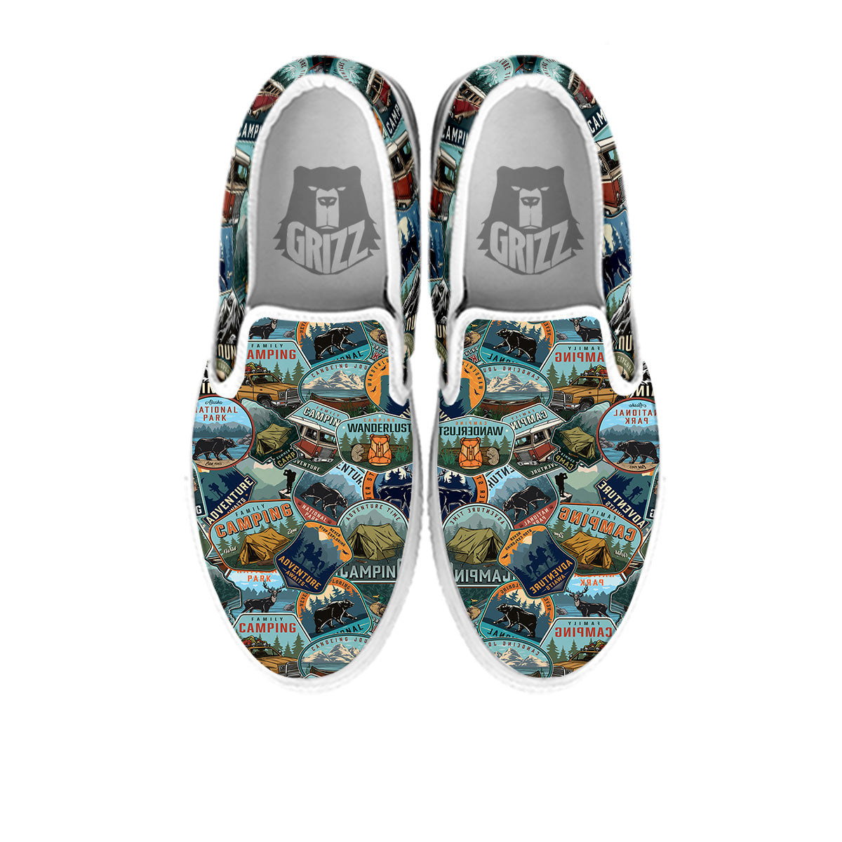 Summer Camping And National Park Print Pattern White Slip On Shoes-grizzshop