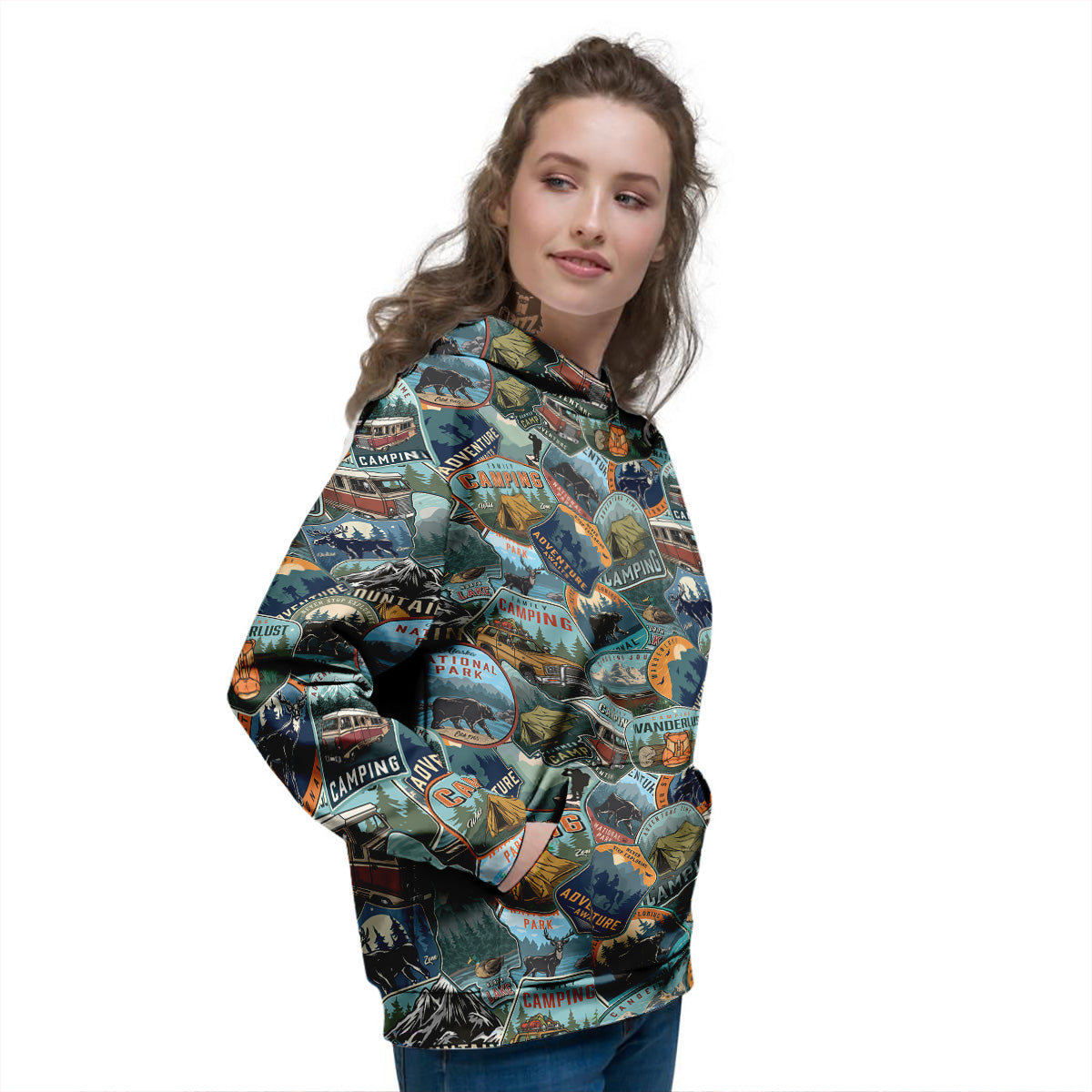 Summer Camping And National Park Print Pattern Women's Hoodie-grizzshop