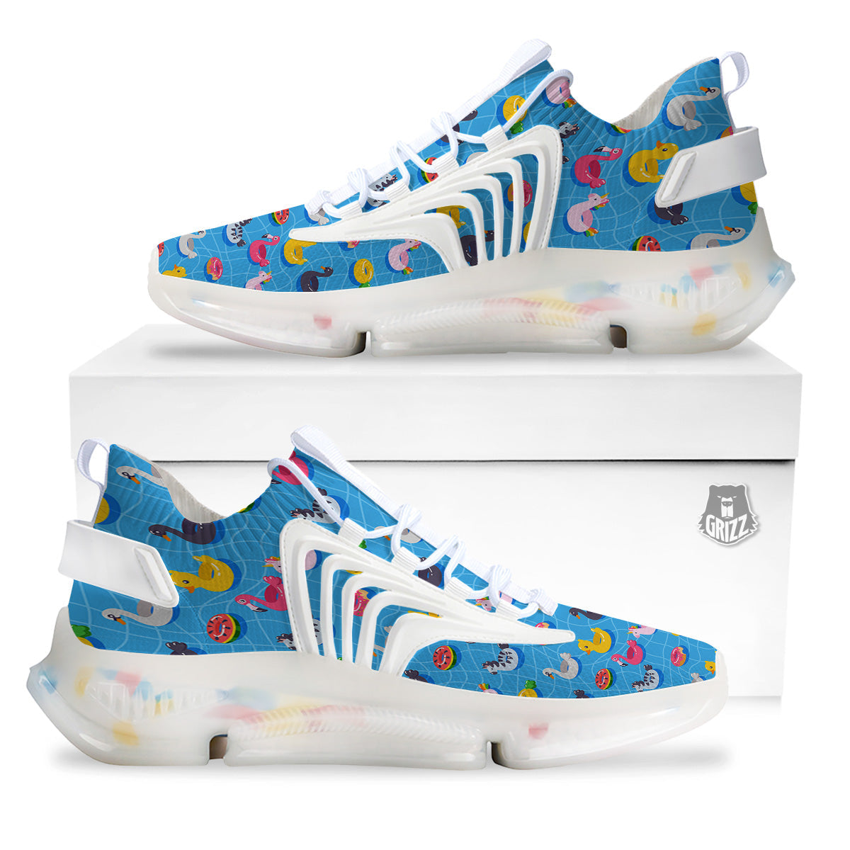 Summer Floats Ring Print Pattern White Gym Shoes-grizzshop