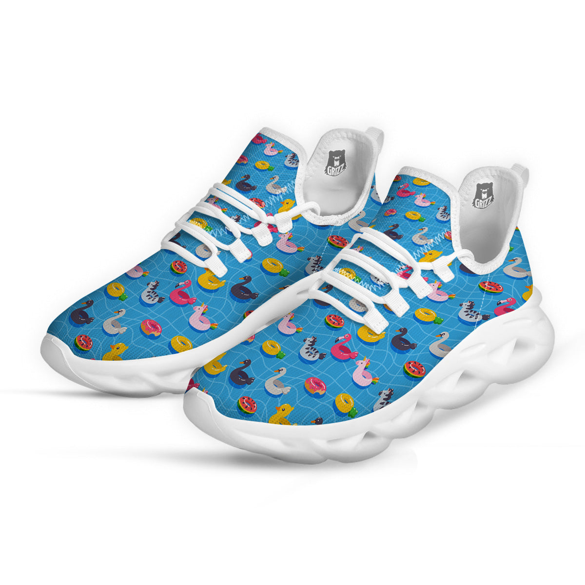 Summer Floats Ring Print Pattern White Running Shoes-grizzshop