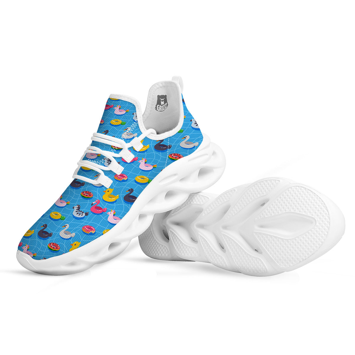Summer Floats Ring Print Pattern White Running Shoes-grizzshop