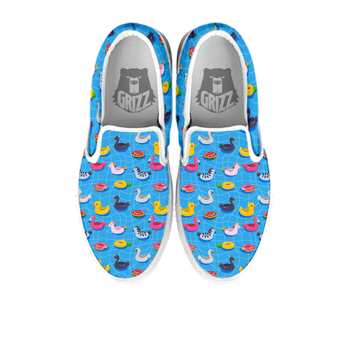 Summer Floats Ring Print Pattern White Slip On Shoes-grizzshop