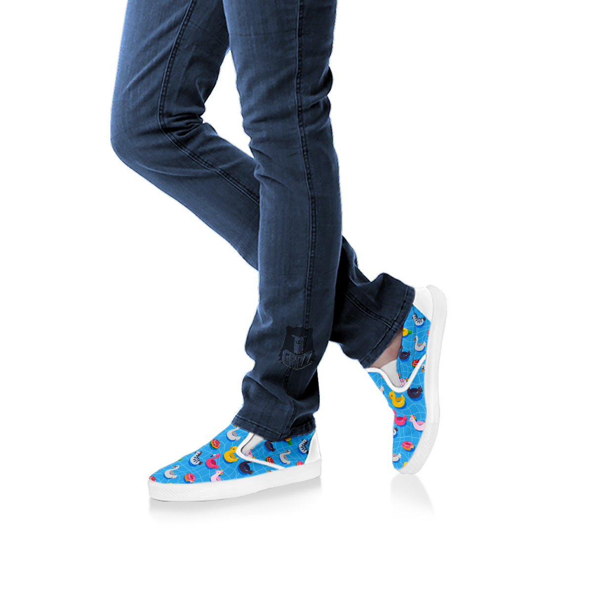 Summer Floats Ring Print Pattern White Slip On Shoes-grizzshop
