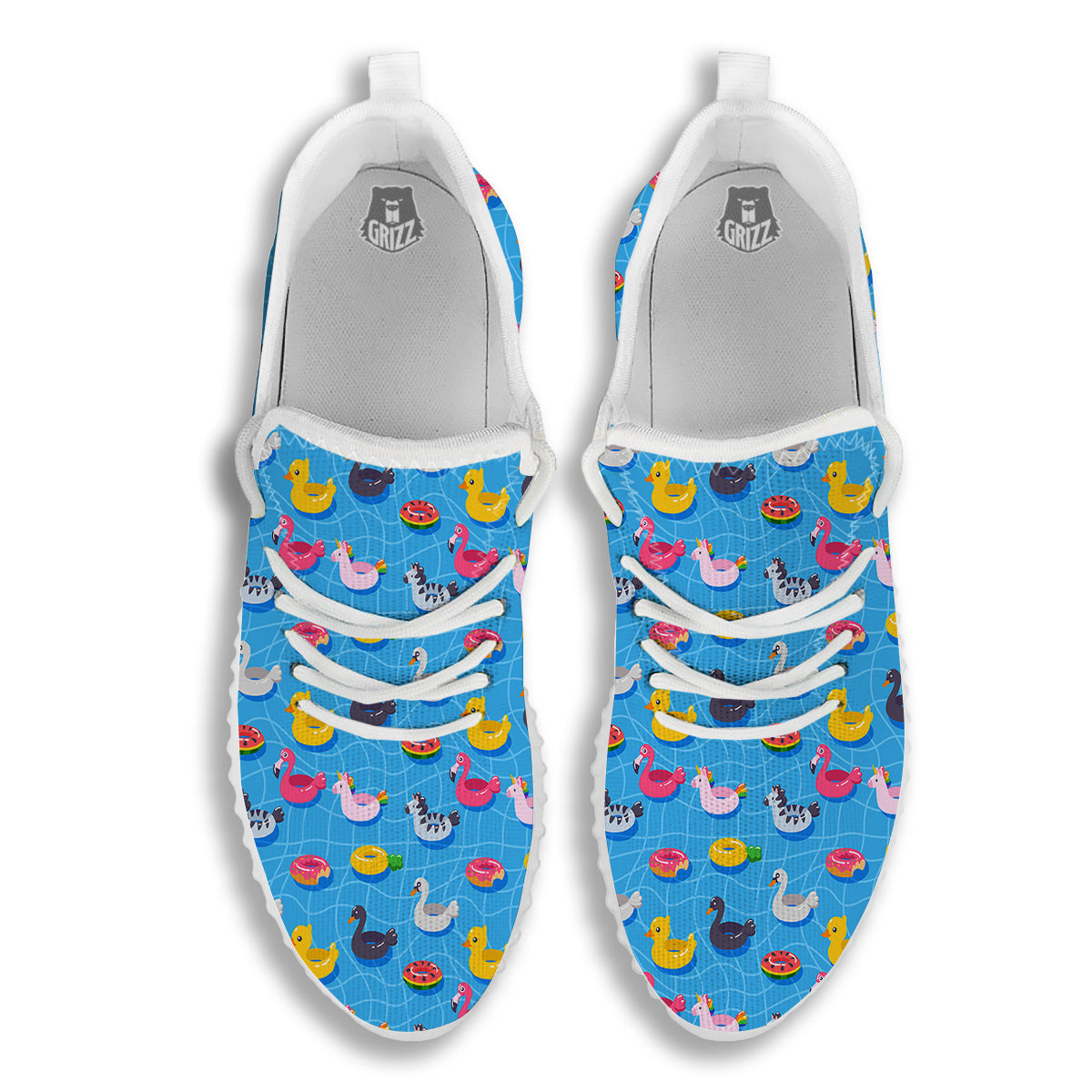 Summer Floats Ring Print Pattern White Walking Shoes-grizzshop