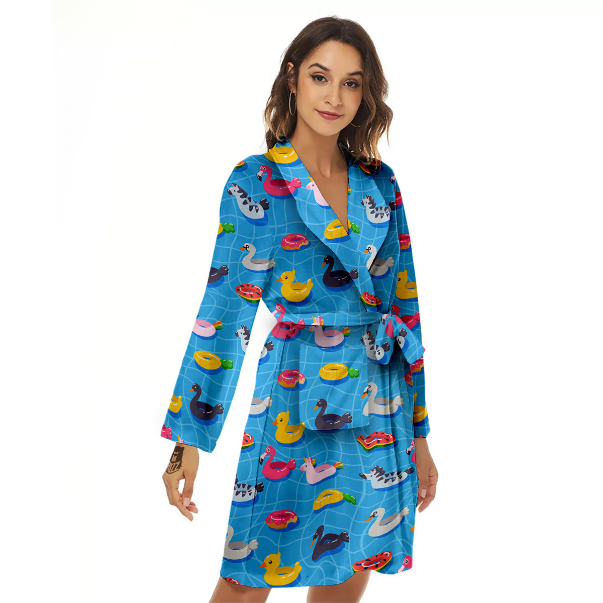 Summer Floats Ring Print Pattern Women's Robe-grizzshop