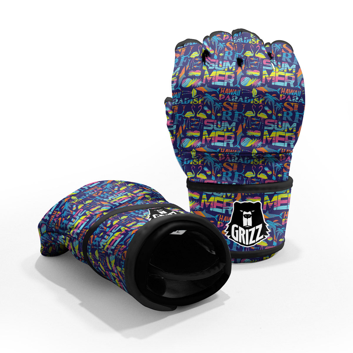 Summer Surfing Colorful Print Pattern MMA Gloves-grizzshop