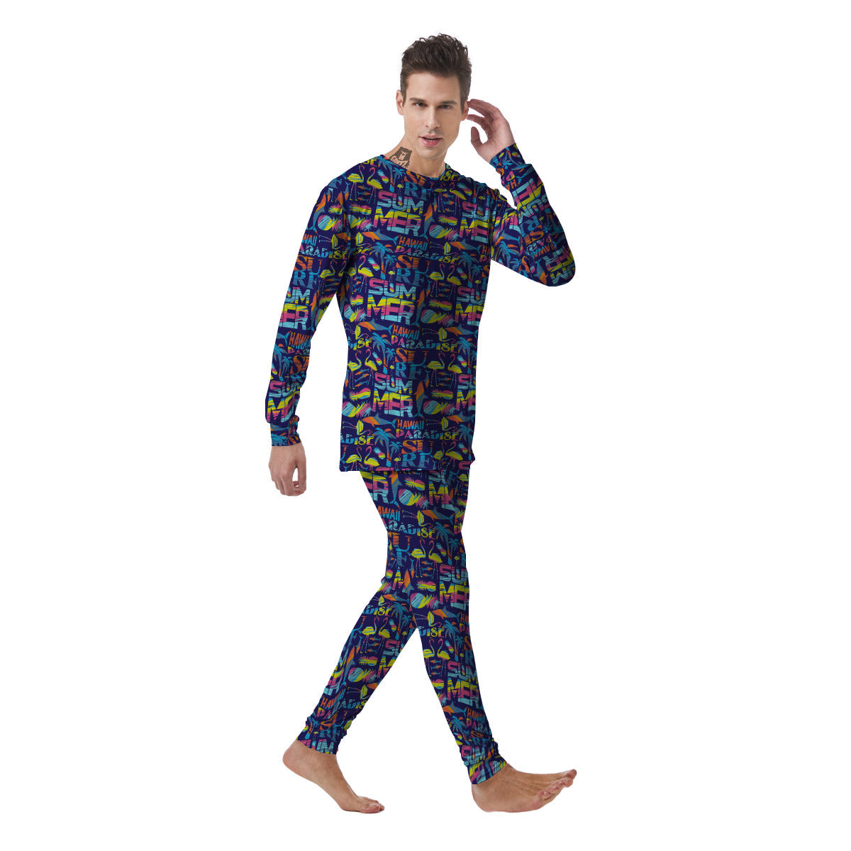 Summer Surfing Colorful Print Pattern Men's Pajamas-grizzshop