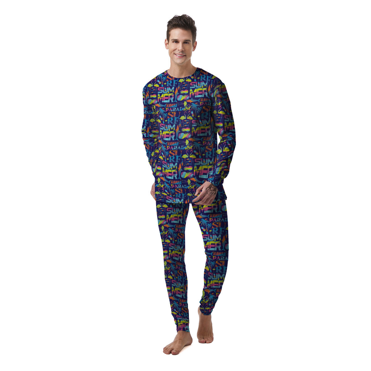 Summer Surfing Colorful Print Pattern Men's Pajamas-grizzshop