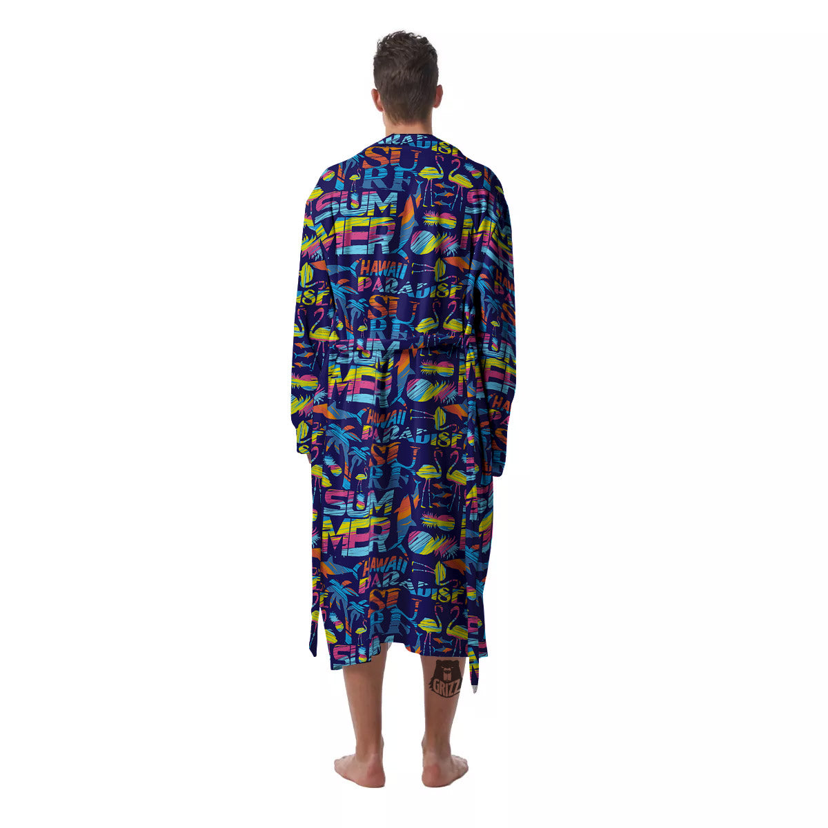 Summer Surfing Colorful Print Pattern Men's Robe-grizzshop