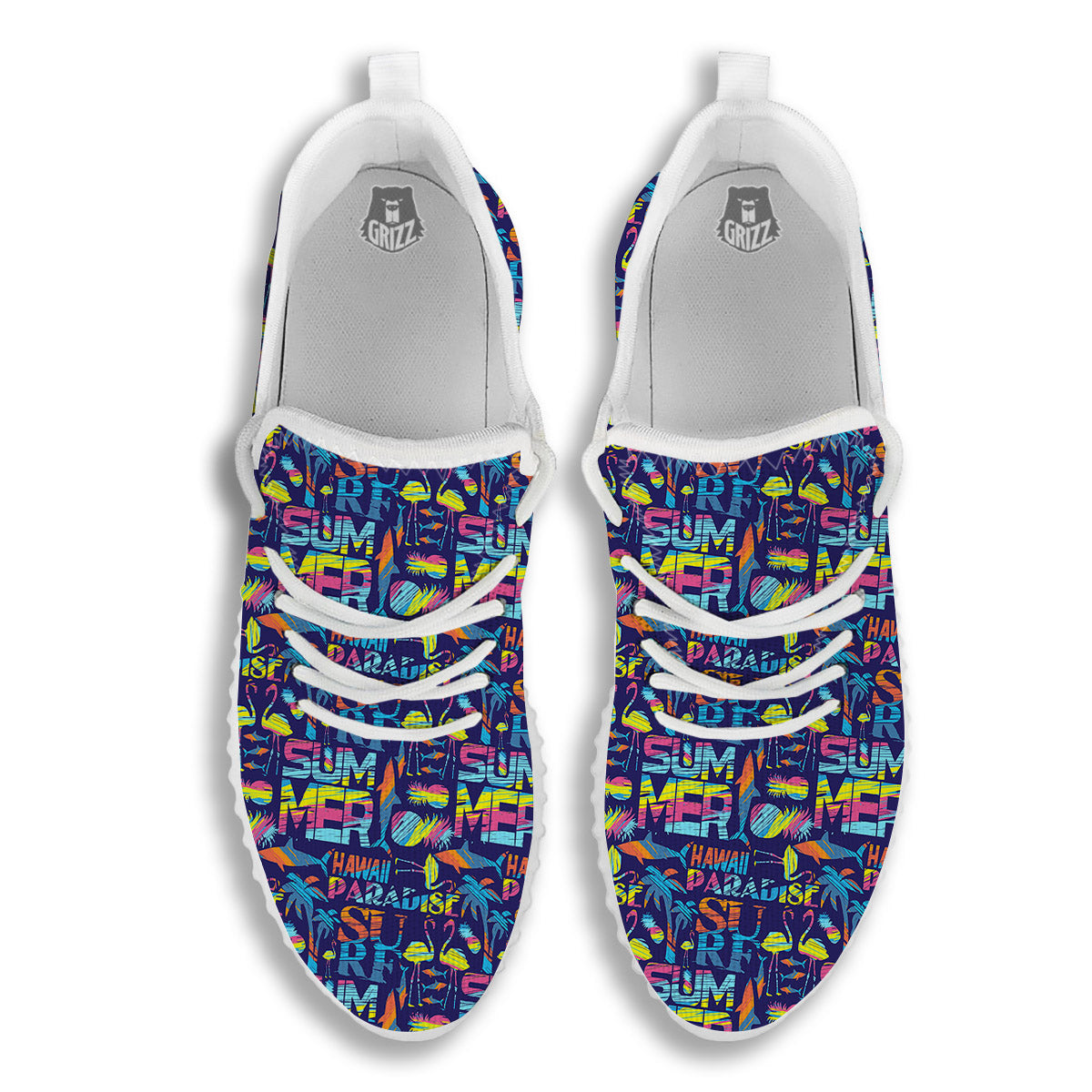 Summer Surfing Colorful Print Pattern White Walking Shoes-grizzshop