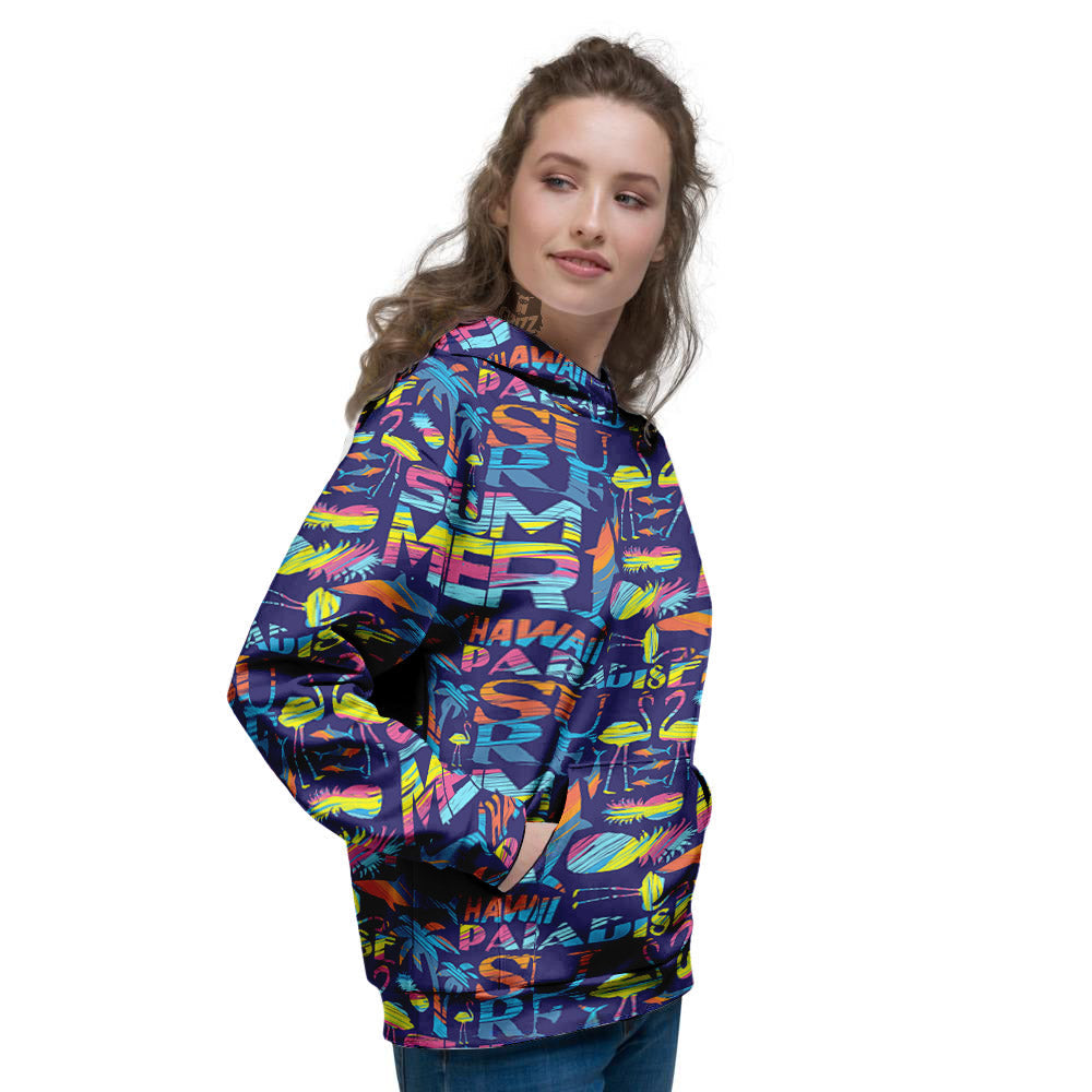 Summer Surfing Colorful Print Pattern Women's Hoodie-grizzshop