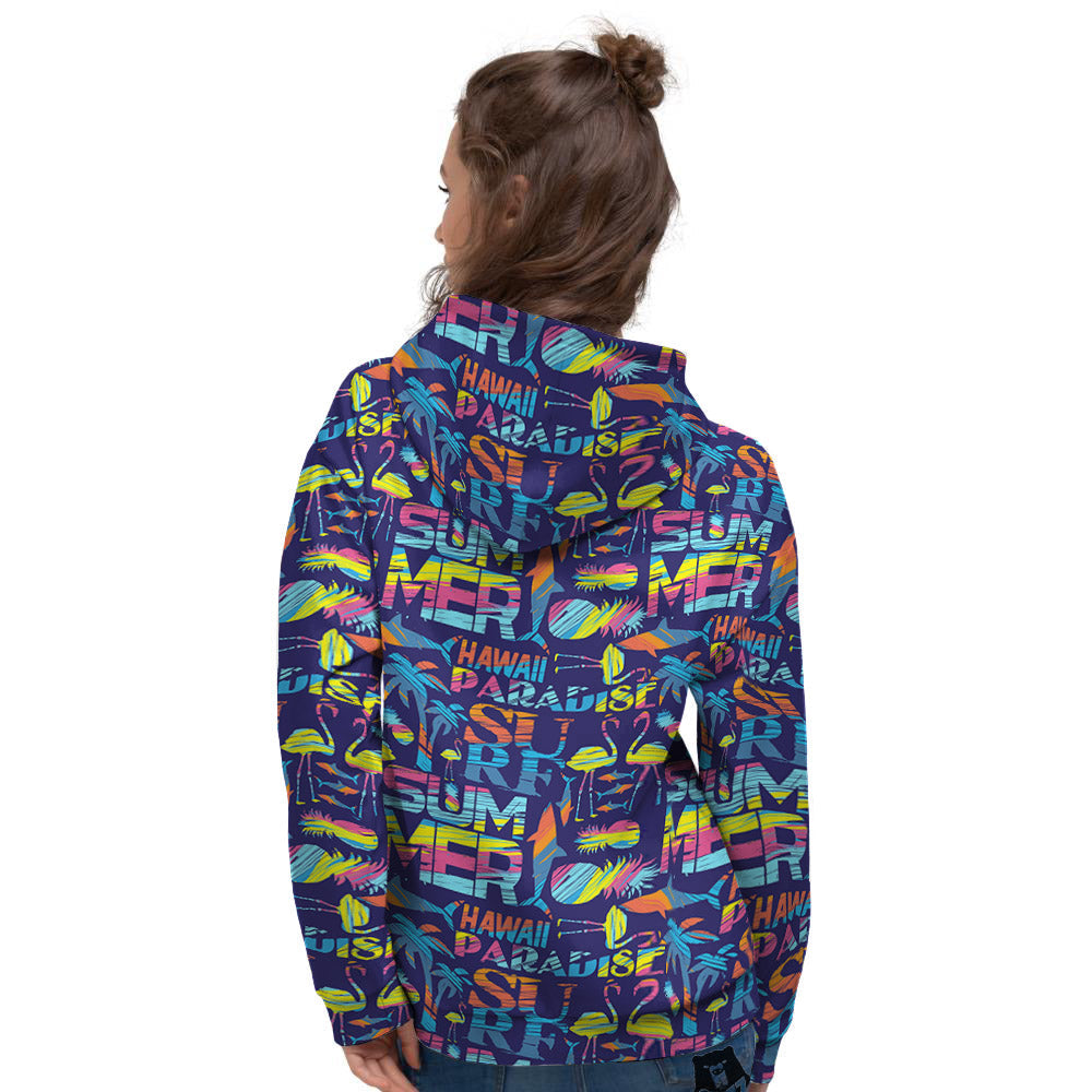 Summer Surfing Colorful Print Pattern Women's Hoodie-grizzshop