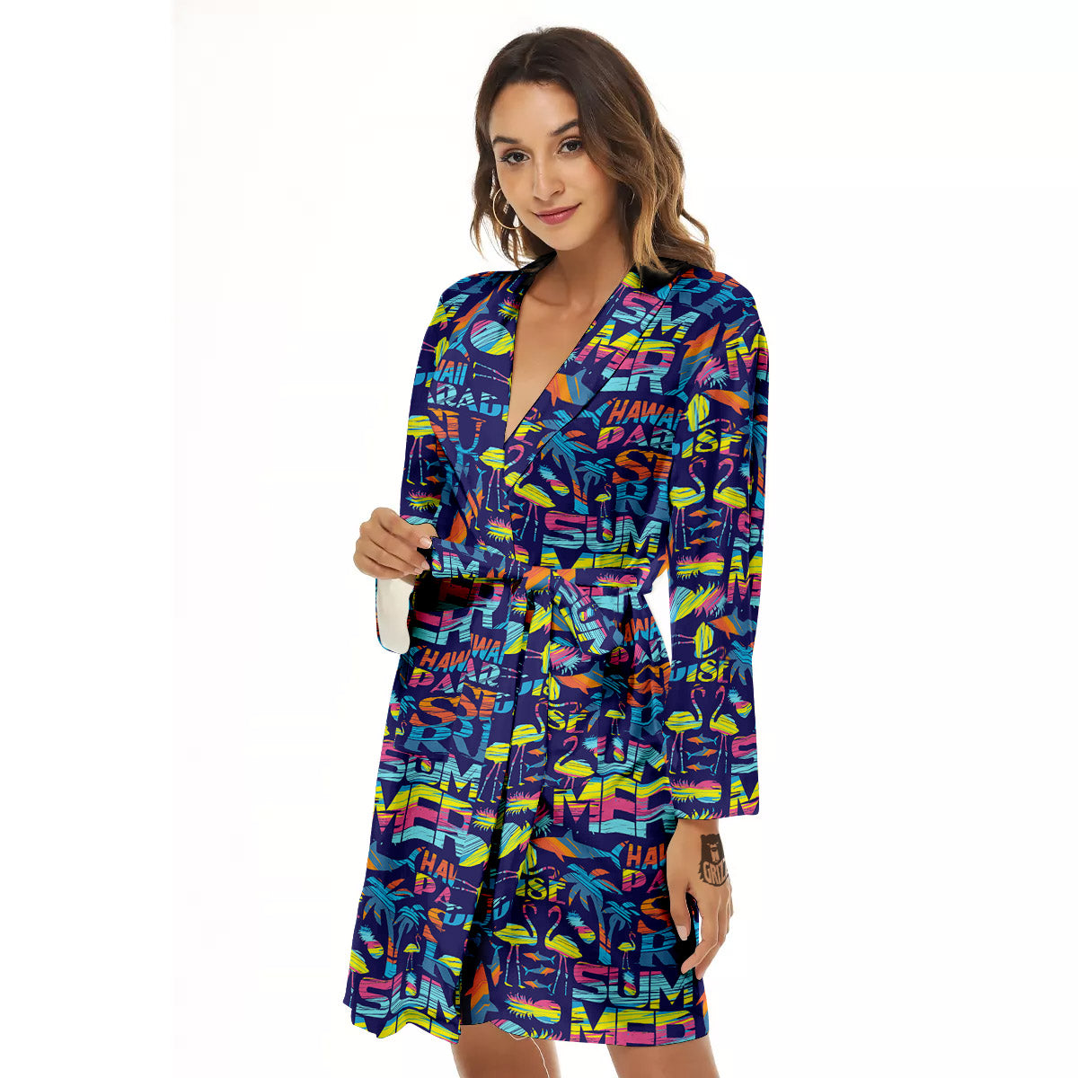 Summer Surfing Colorful Print Pattern Women's Robe-grizzshop