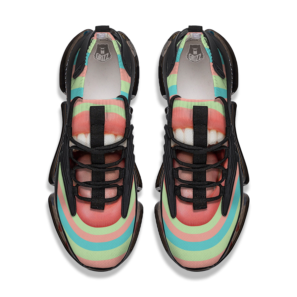 Summer Time Mood Mouth Print Black Gym Shoes-grizzshop