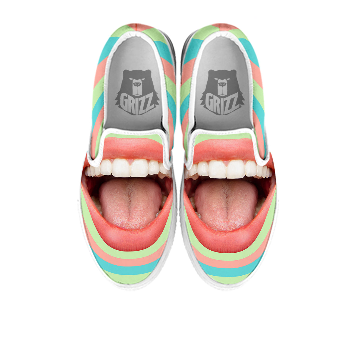 Summer Time Mood Mouth Print White Slip On Shoes-grizzshop