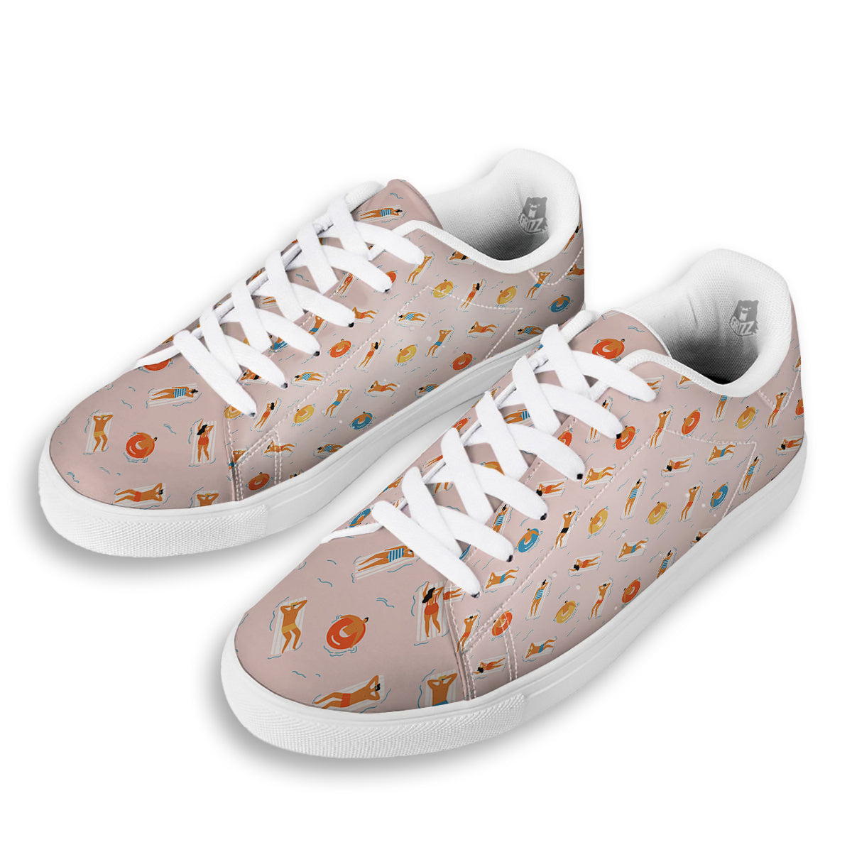 Summer Time Relixing Print Pattern White Low Top Sneakers-grizzshop