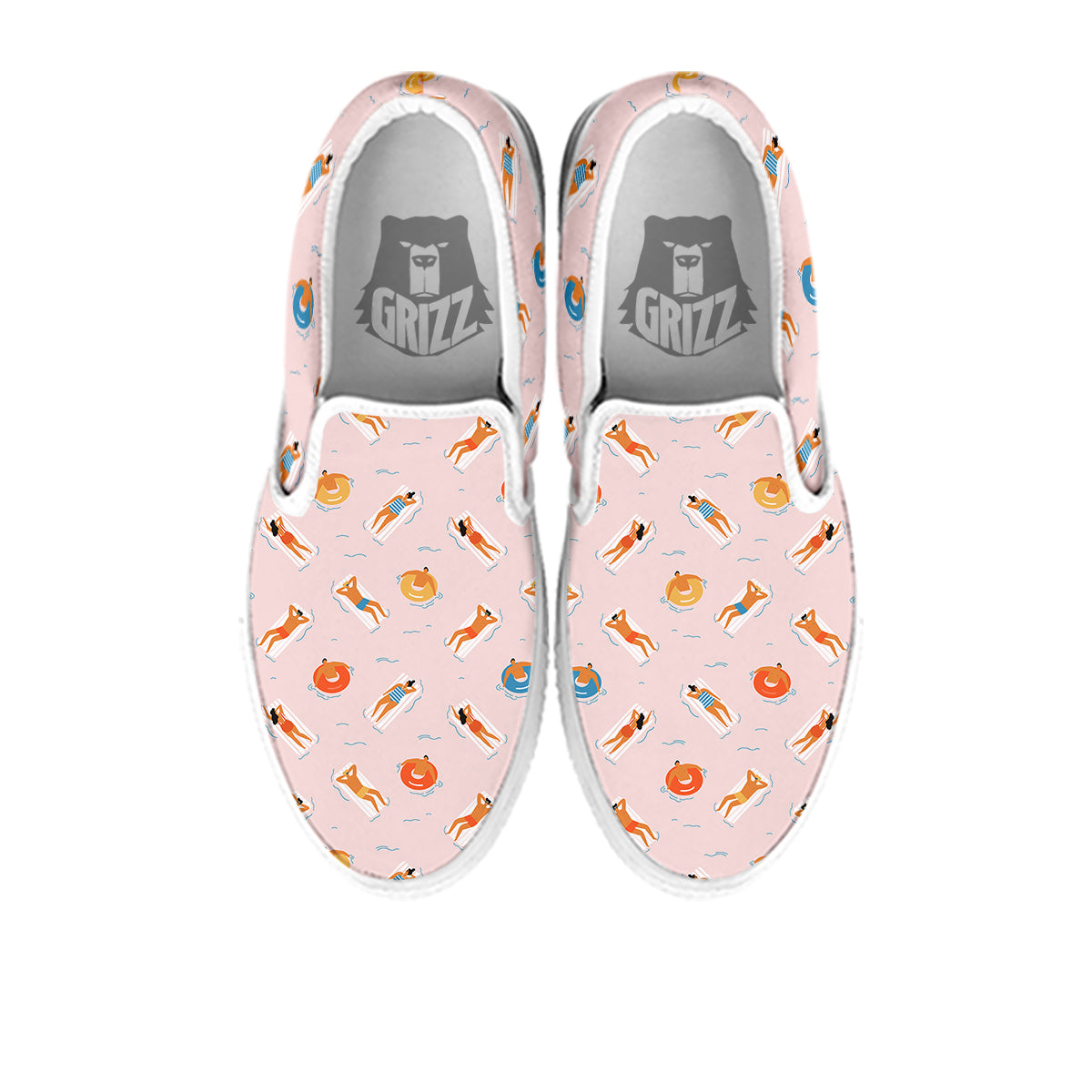 Summer Time Relixing Print Pattern White Slip On Shoes-grizzshop