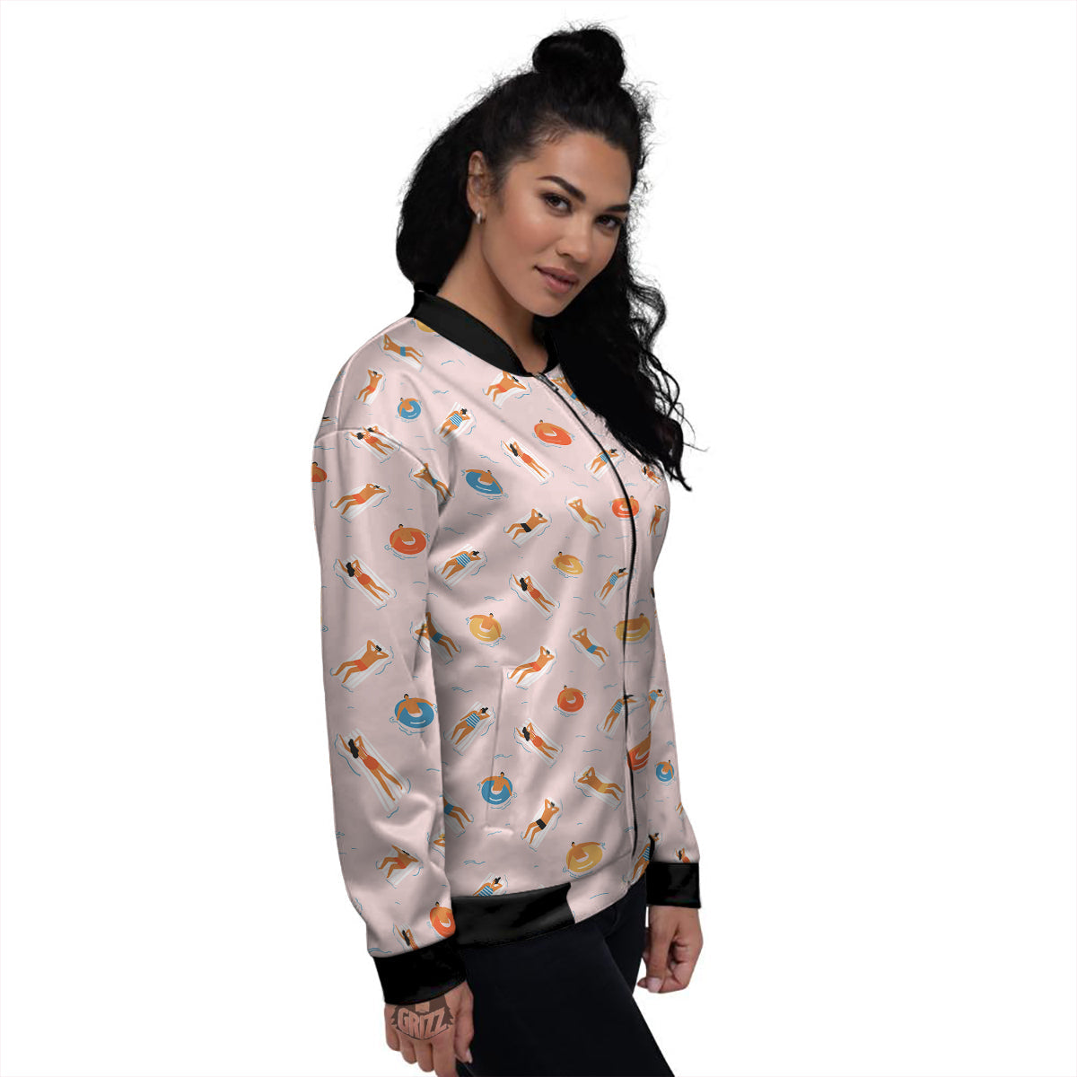 Summer Time Relixing Print Pattern Women's Bomber Jacket-grizzshop