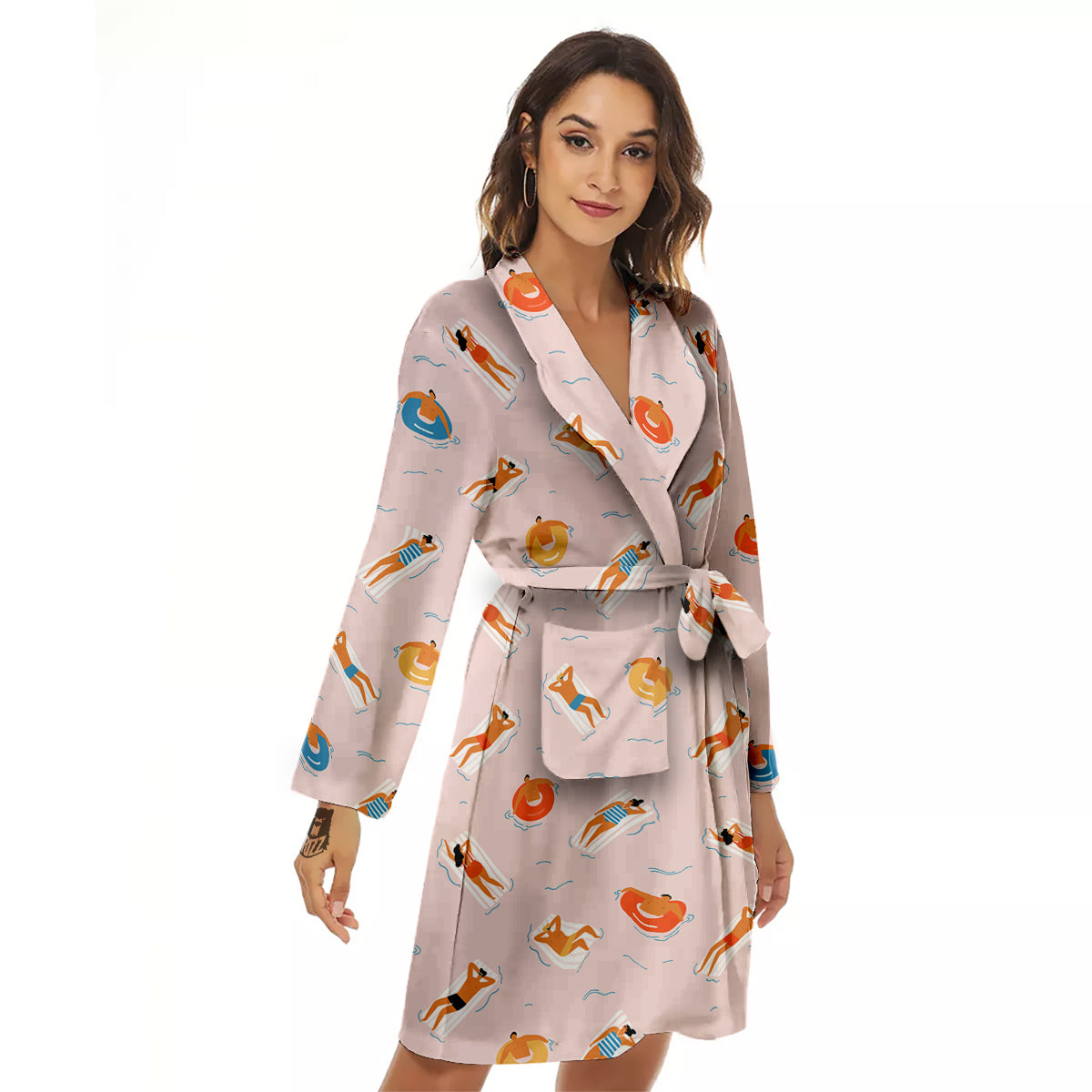 Summer Time Relixing Print Pattern Women's Robe-grizzshop