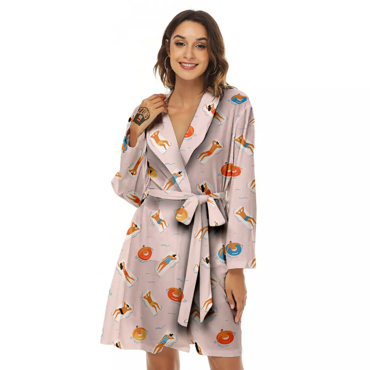 Summer Time Relixing Print Pattern Women's Robe-grizzshop
