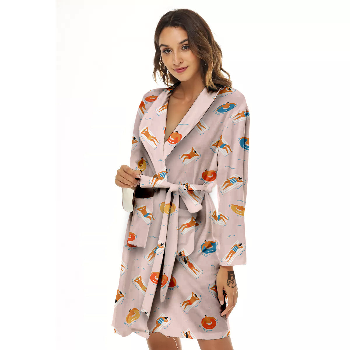 Summer Time Relixing Print Pattern Women's Robe-grizzshop