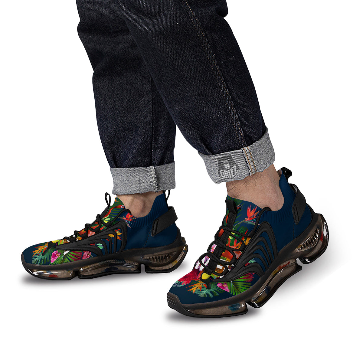 Summer Tropical Birds And Flowers For Travel Print Black Gym Shoes-grizzshop