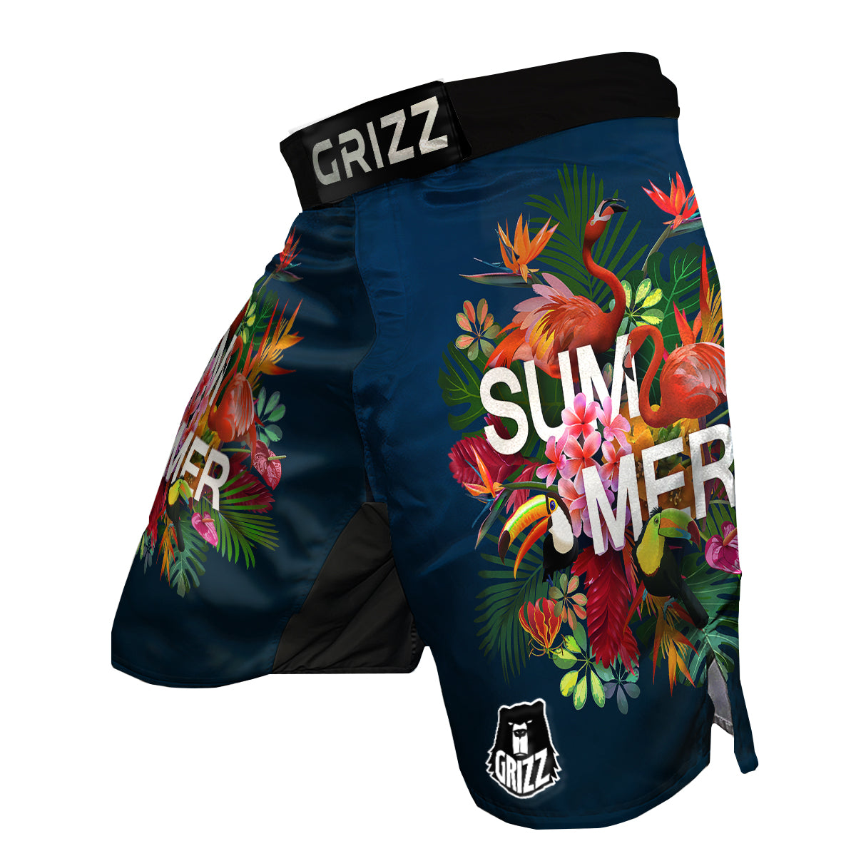 Summer Tropical Birds And Flowers For Travel Print MMA Shorts-grizzshop