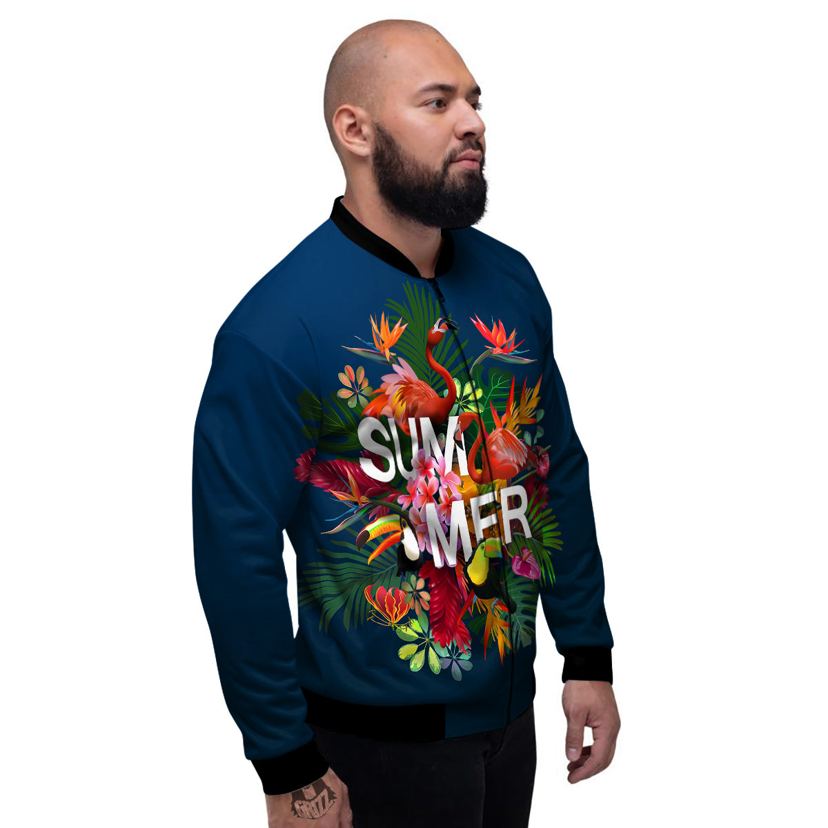 Summer Tropical Birds And Flowers For Travel Print Men's Bomber Jacket-grizzshop