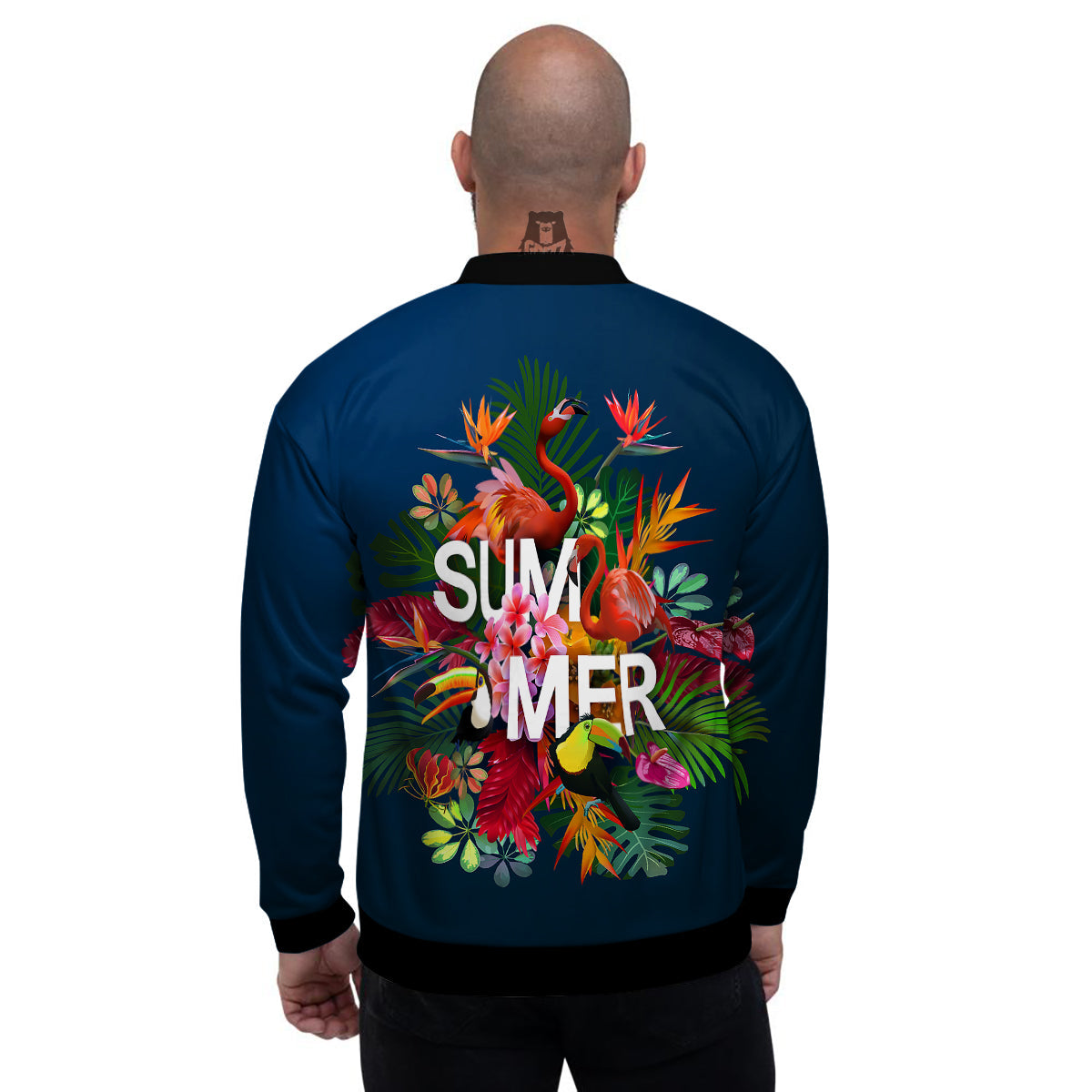 Summer Tropical Birds And Flowers For Travel Print Men's Bomber Jacket-grizzshop