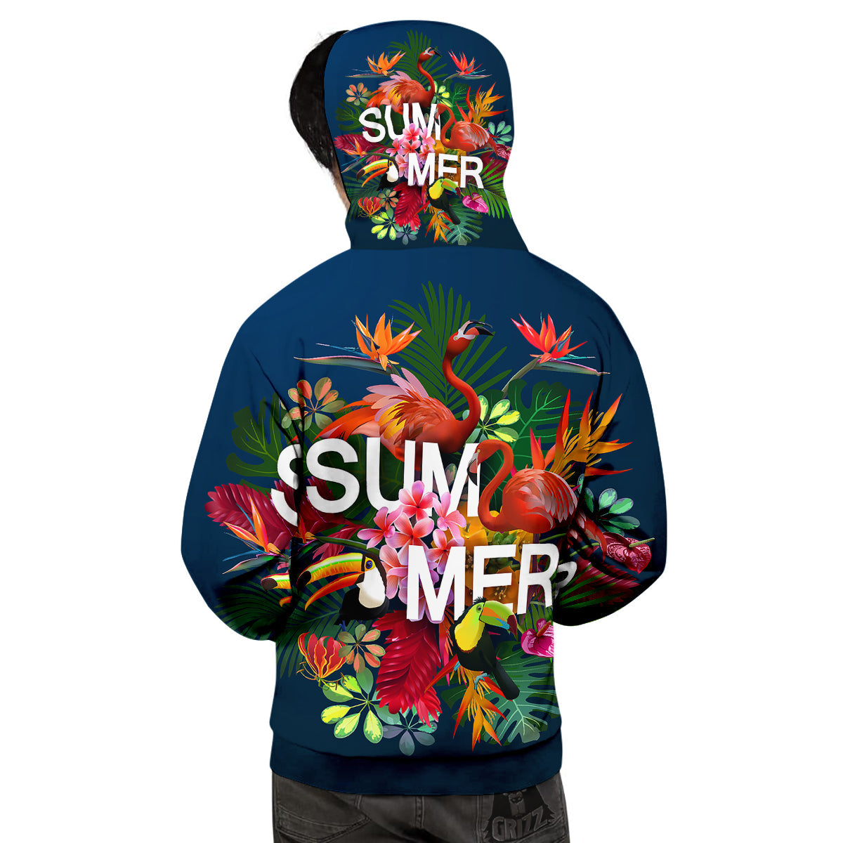 Summer Tropical Birds And Flowers For Travel Print Men's Hoodie-grizzshop