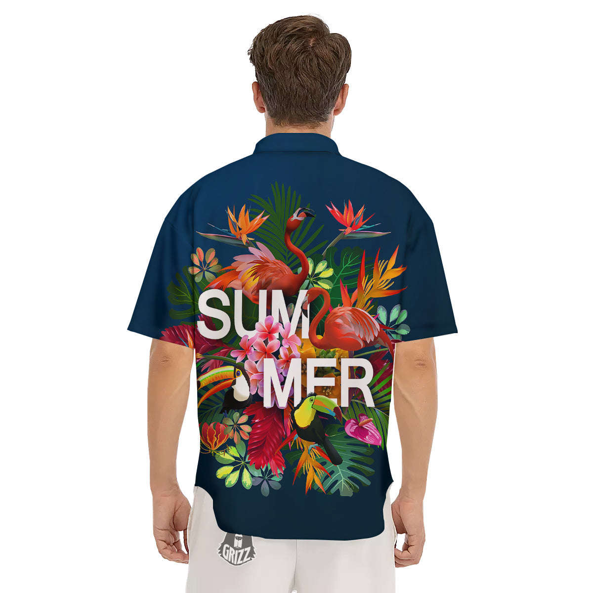 Summer Tropical Birds And Flowers For Travel Print Men's Short Sleeve Shirts-grizzshop