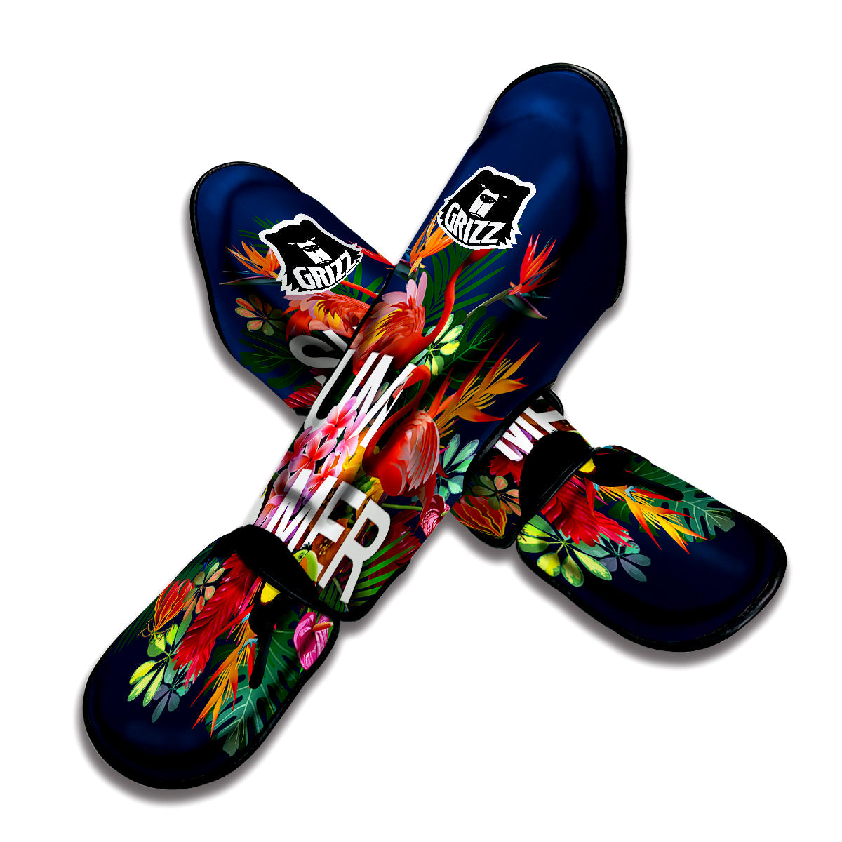 Summer Tropical Birds And Flowers For Travel Print Muay Thai Shin Guards-grizzshop