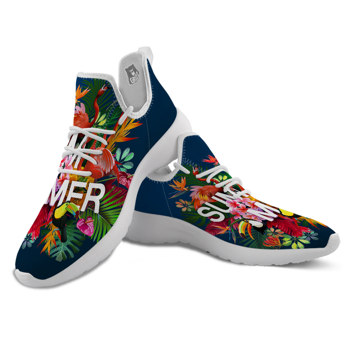Summer Tropical Birds And Flowers For Travel Print White Athletic Shoes-grizzshop