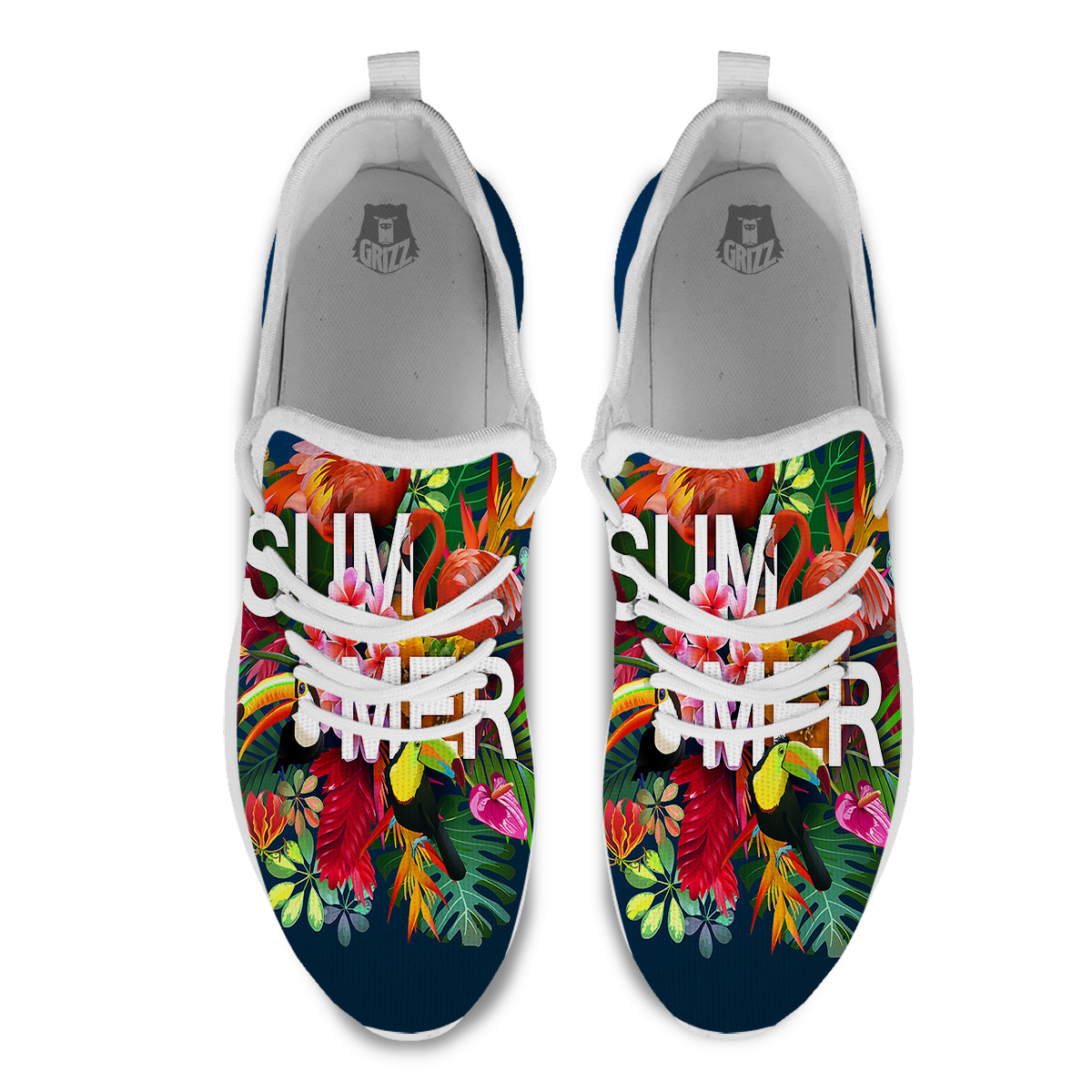 Summer Tropical Birds And Flowers For Travel Print White Athletic Shoes-grizzshop