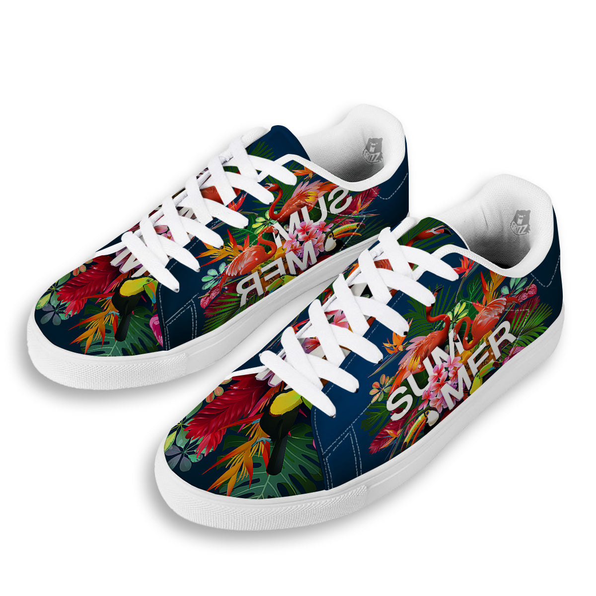 Summer Tropical Birds And Flowers For Travel Print White Low Top Sneakers-grizzshop