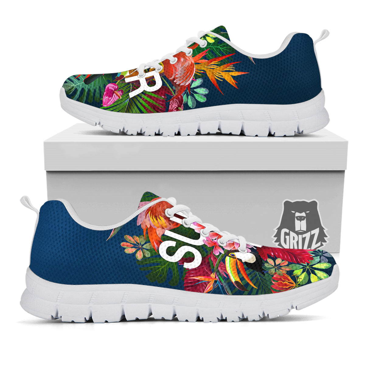 Summer Tropical Birds And Flowers For Travel Print White Sneaker-grizzshop