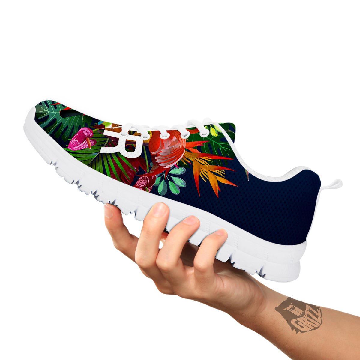Summer Tropical Birds And Flowers For Travel Print White Sneaker-grizzshop